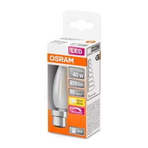 OSRAM Kaarslamp B22d 5W 2.700K mat dimbaar