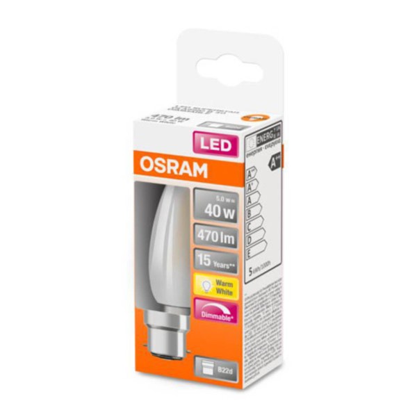 Osram kaarslamp b22d 5w 2. 700k mat dimbaar