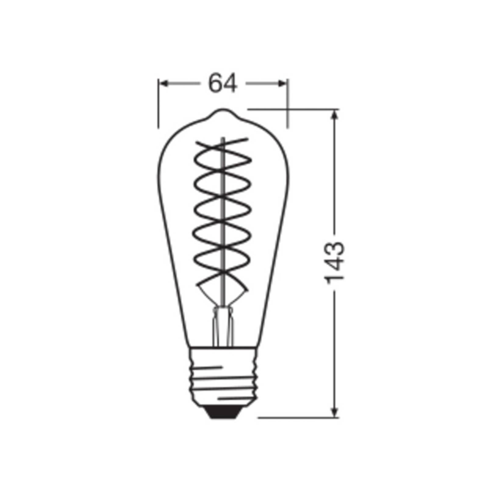 Osram led vintage 1906 edison, goud, e27, 8,8 w, 824, dimbaar.