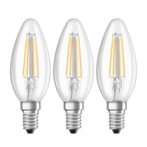 OSRAM LED kaarslamp E14 4W filament 2.700K 3 per set