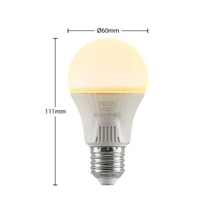 PRIOS LED lamp E27 A60 11W wit 2.700K 10 per set