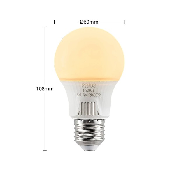 Prios led lamp e27 a60 7w wit 3. 000k 10 per set