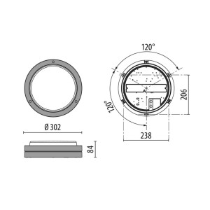 Performance in Lighting LED wandlamp Bliz Round 30 3.000K grijs dimbaar