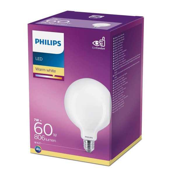 Philips classic led lamp e27 g120 7w 2. 700k opaal 2