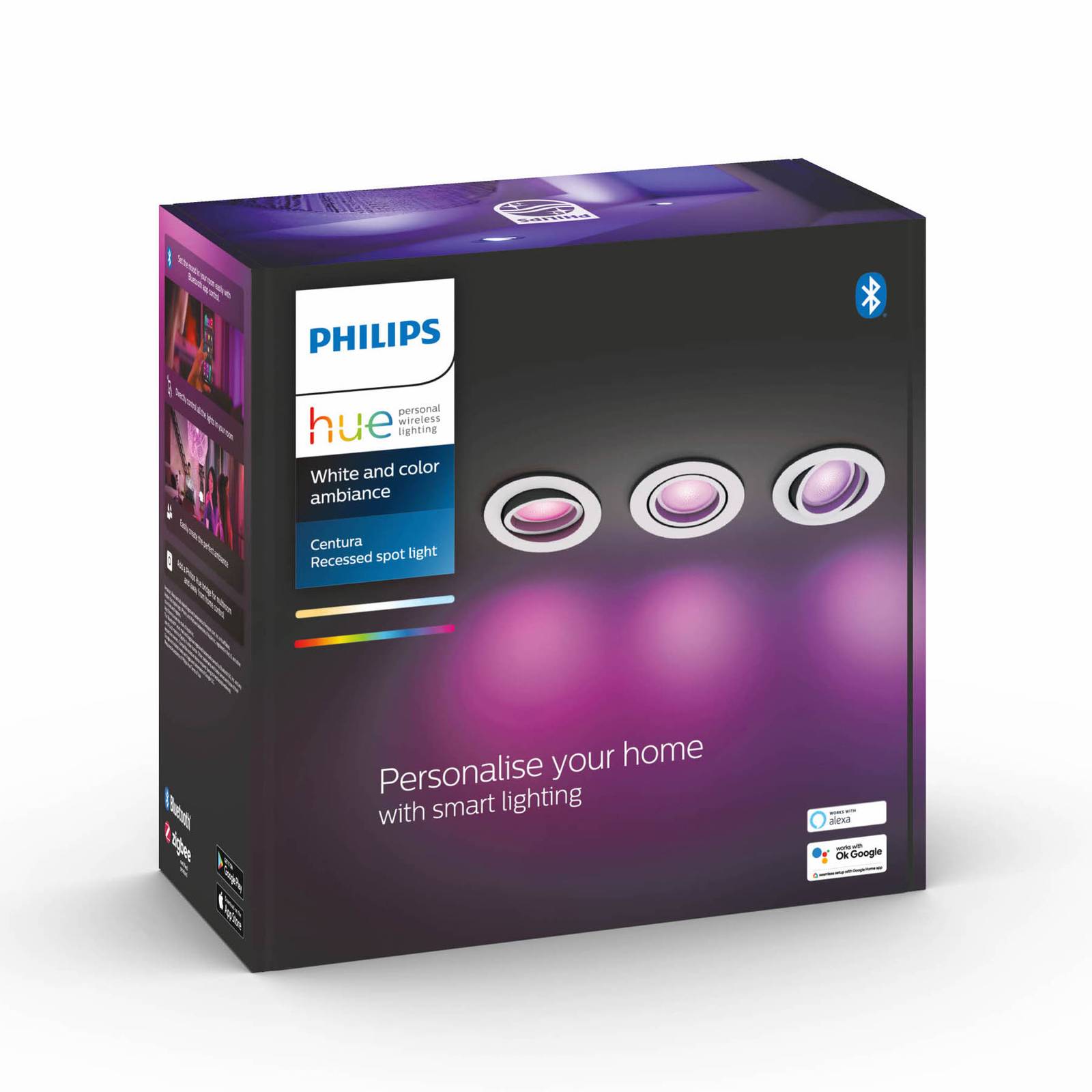 Philips hue centura inbouwspot rond per 3, wit