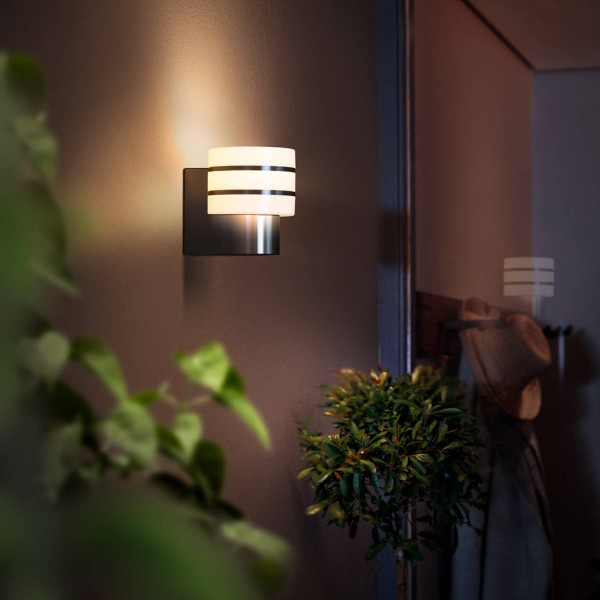 Philips hue led buitenwandlamp tuar in rvs