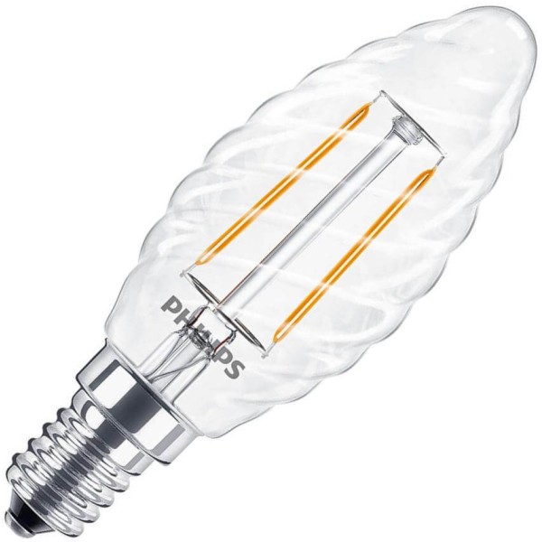 Philips kaarslamp gedraaid helder led filament 2