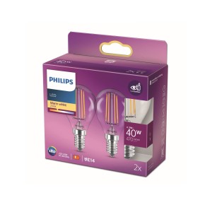 Philips LED lamp E14 4,3W P45 filament 2.700K per2