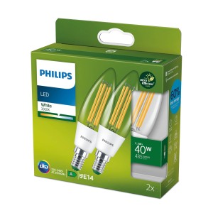 Philips LED lamp E14 B35 2,3W 485lm 3.000K per 2