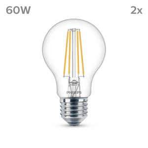 Philips LED lamp E27 7W 850lm 4.000K helder per 2