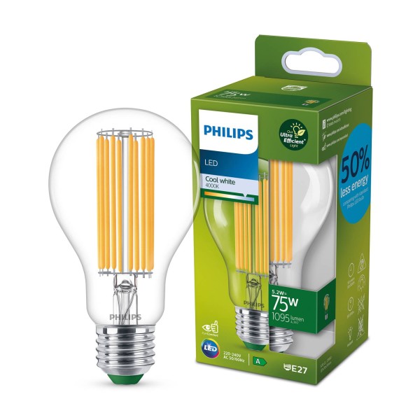 Philips led lamp e27 a70 52w 1. 095lm helder 4000k 3