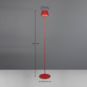 Reality Leuchten LED vloerlamp Suarez, rood, hoogte 123 cm, metaal