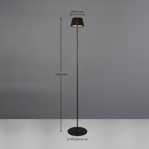 Reality Leuchten LED vloerlamp Suarez, zwart, hoogte 123 cm, metaal