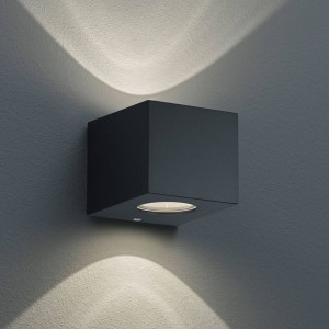 Reality Leuchten Rechthoekige LED buitenwandlamp Cordoba, zwart