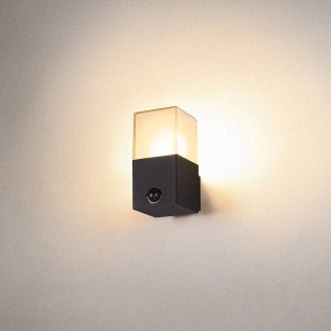 SLV Grafit buitenwandlamp, hoekig, met sensor