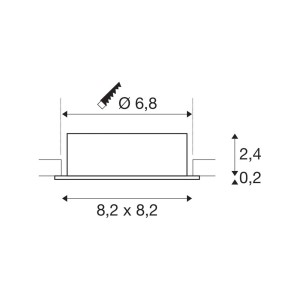 SLV Inbouw plafondlamp New Tria, aluminium, aluminium, lengte 8,2 cm