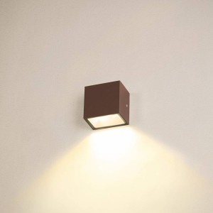 SLV Sitra Single LED buitenwandlamp down, roest