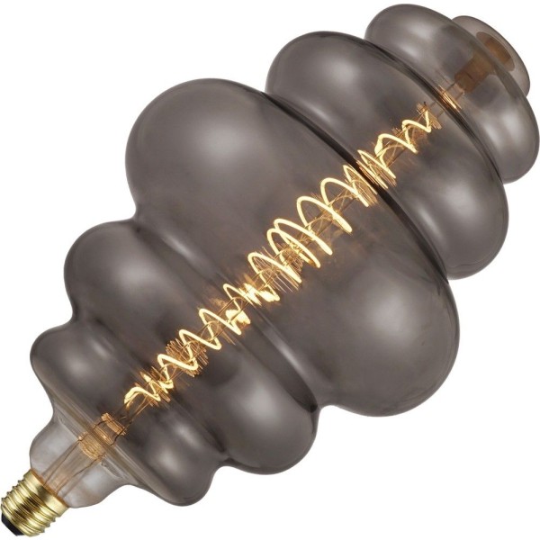 Bijzondere designlamp van schiefer professional lighting met getint rookglas. Deze lamp behoort tot onze extra grote 'giant' lampen en heeft de vorm van een lampion. Daardoor krijgt u een unieke lamp die gegarandeerd de aandacht trekt. De lamp is uitgevoerd in 6 watt en heeft een grote e27 fitting.