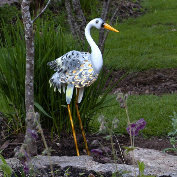 Star trading led solarlamp heron als reiger-figuur