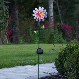 STAR TRADING LED solarlamp pink Daisy in bloemen-vorm