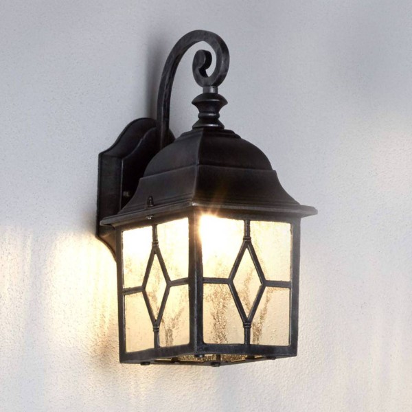 Searchlight buitenwandlamp genoa met loodglas