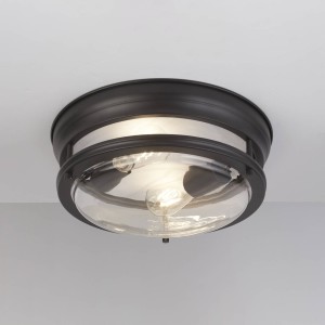 Searchlight Glasgow plafondlamp met glazen kap, IP44 zwart