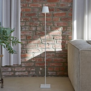 Sigor LED accu-vloerlamp Nuindie rond IP54 sneeuwwit