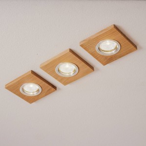 Spot-Light Vitar plafond inbouwlamp, hout, eik, 9,5 x 9,5cm, set van 3