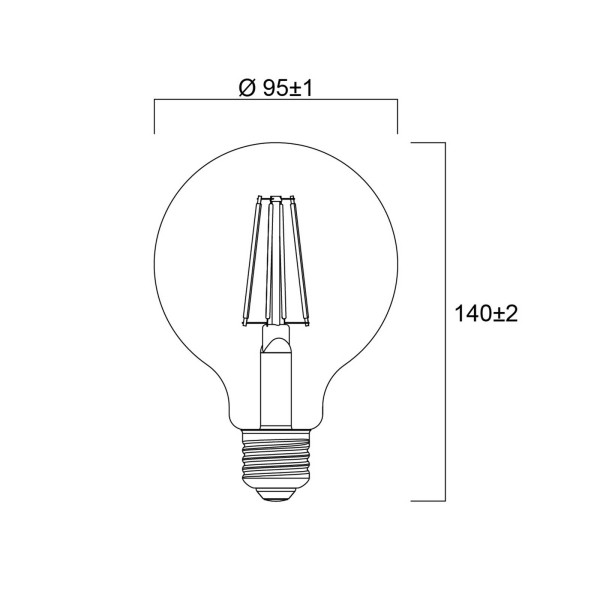 Sylvania e27 filament led g95 4w 2. 700k 840 lm