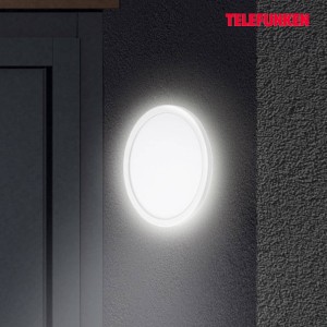 Telefunken Buitenwandlamp Nizza, Ø 28cm, wit, 4.000K