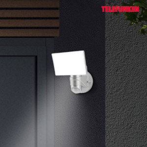 Telefunken LED buitenwandlamp Cristo met sensor, zilver