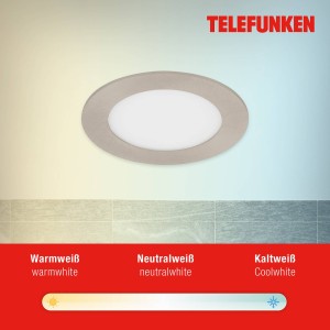 Telefunken Virgo inbouwlamp LED, RGBW, nikkel, Ø 12 cm