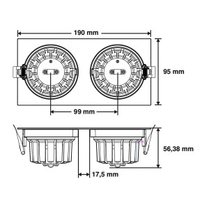 The Light Group SLC DL04 Square X2 LED inbouwlamp 3000K zwart