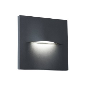 Viokef LED buitenwandlamp Vita, donkergrijs, 14 x 14 cm