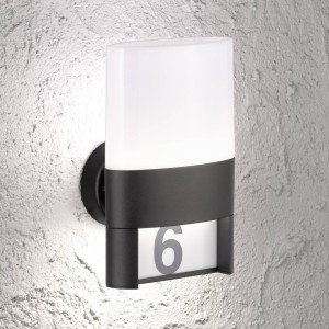 WOFI LED buitenwandlamp Diego, huisnummer lamp