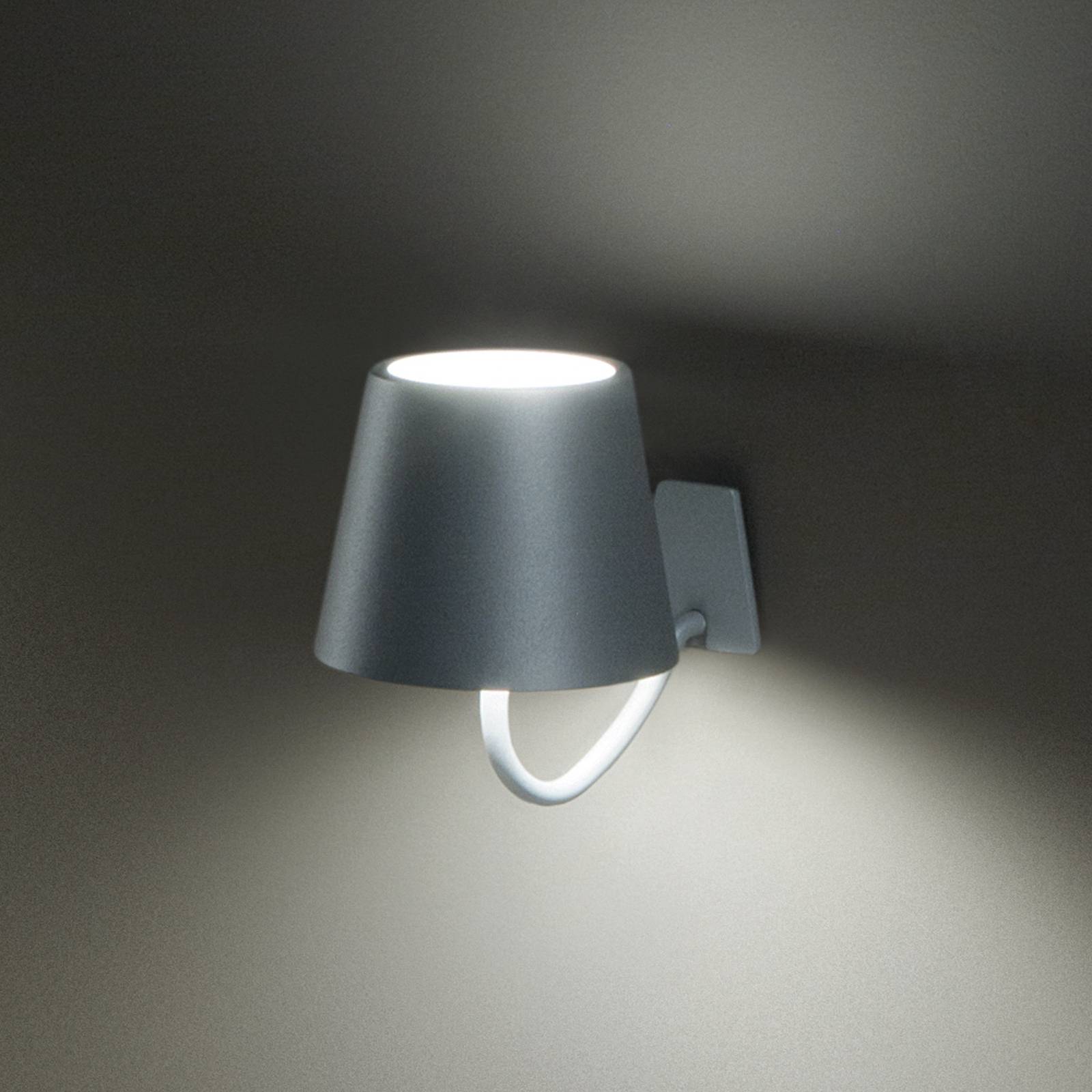 Zafferano poldina accu-wandlamp ip54 donkergrijs