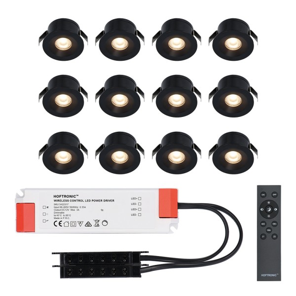 Hoftronic 12x cadiz mini 12v led inbouwspot zwart