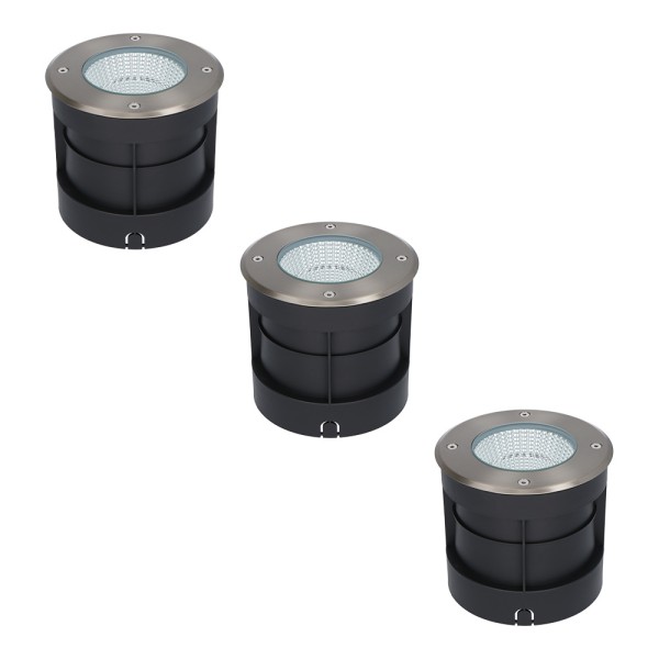 Hoftronic 3x lucie led grondspot rvs rond 3000k wa