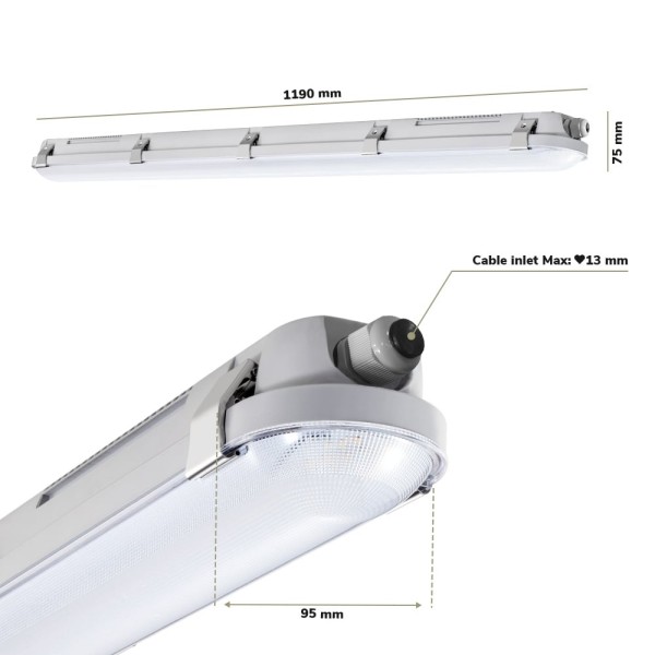 Hoftronic f02 ip66 led armatuur 120 cm sensor 40w 8