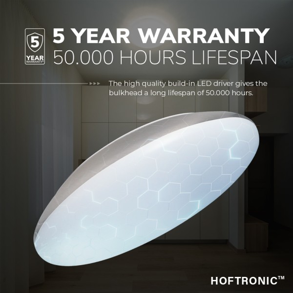 Hoftronic led bulkhead 30 cm plafondlamp 18w 2100 37