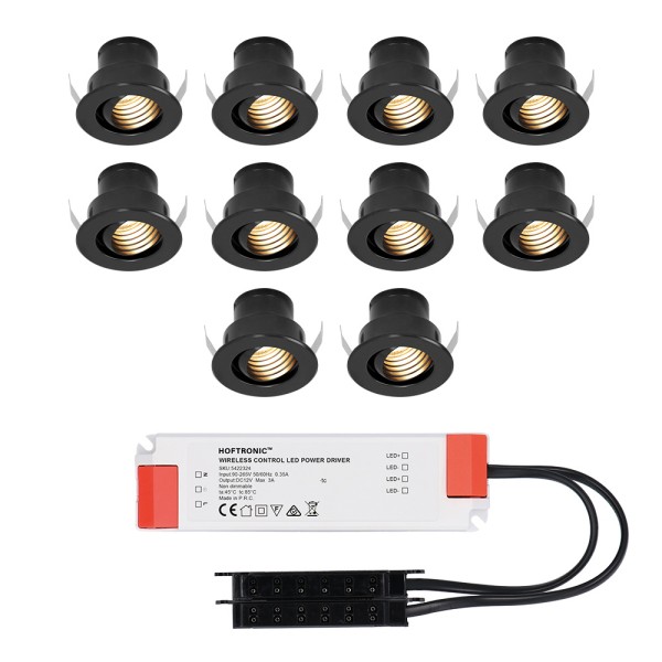 Hoftronic set van 10 12v 3w mini led inbouwspot zw 17