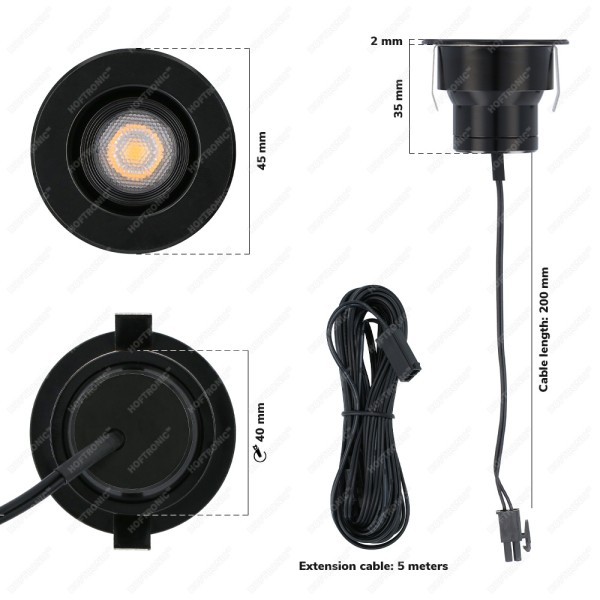 Hoftronic set van 10 12v 3w mini led inbouwspot zw 24