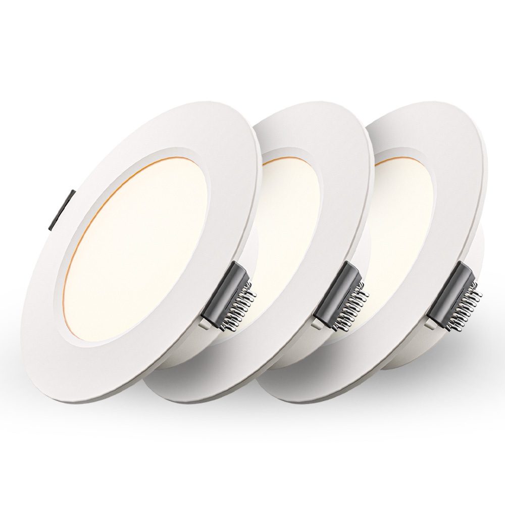 Hoftronic set van 3 georgia led platte inbouwspots wit – inbouwdiepte 25mm – 6w 490lm – rond – 2700k warm wit – 120 mm – ip20 voor binnen