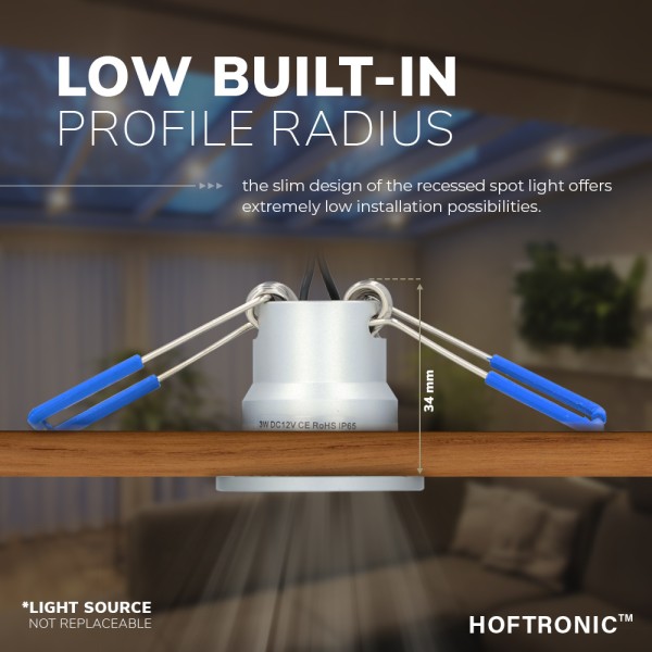 Hoftronic set van 4 12v 3w mini led inbouwspot rvs 6