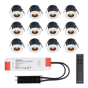 HOFTRONIC 12x Olivia – Mini 12V LED inbouwspot wit met trafo – Verzonken – 3 Watt – Dimbaar – IP44 waterdicht voor buiten – 2700K Warm wit – Lage inbouwdiepte 36mm – Voor veranda, badkamer, carport en binnenruimtes