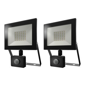 HOFTRONIC 2-pack Lumos LED Breedstraler met bewegingssensor en schemerschakelaar – 30W 2880lm – 4000K – IP65 – vervangt 160W – 2 jaar garantie