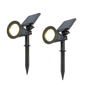 HOFTRONIC 2x Bend LED Prikspot – Solar tuinverlichting – 3000K warm wit – IP65 waterdicht – Tuinspot met grondspies – Geen kabels nodig