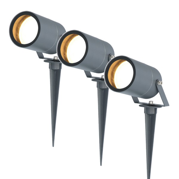 Hoftronic 3x spikey dimbare led prikspot aluminium