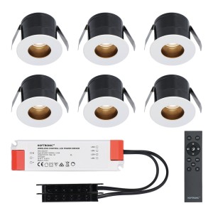 HOFTRONIC 6x Olivia – Mini 12V LED inbouwspot wit met trafo – Verzonken – 3 Watt – Dimbaar – IP44 waterdicht voor buiten – 2700K Warm wit – Lage inbouwdiepte 36mm – Voor veranda, badkamer, carport en binnenruimtes