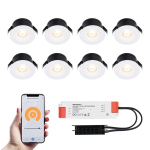 HOFTRONIC 8x Cadiz witte Smart LED Inbouwspots complete set – Wifi & Bluetooth – 12V – 3 Watt – 2700K warm wit